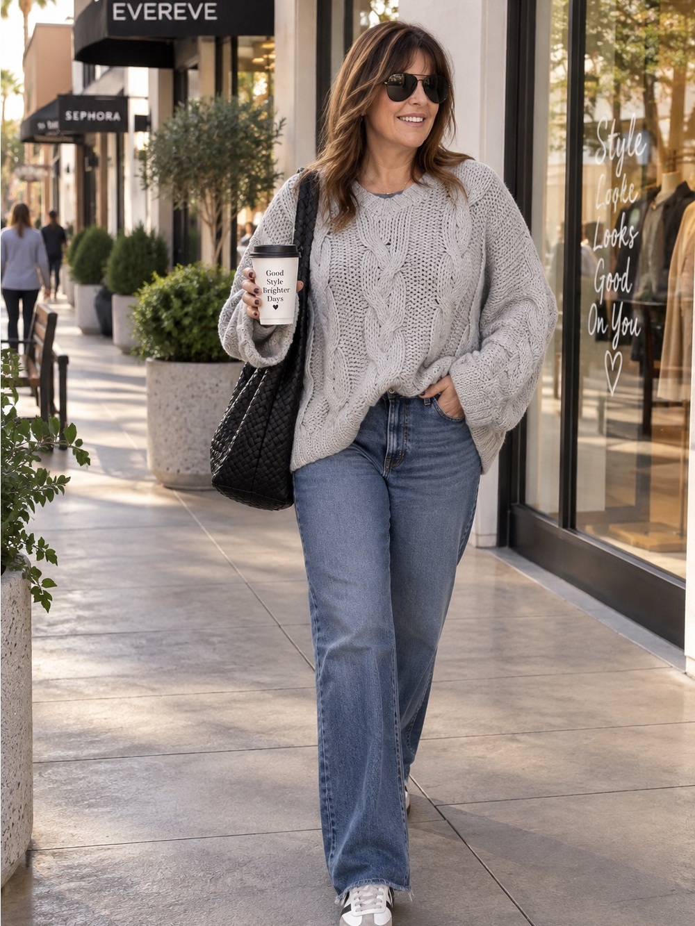 Amenah Light Gray Cable Knit Sweater | Laguna Beach Boutique